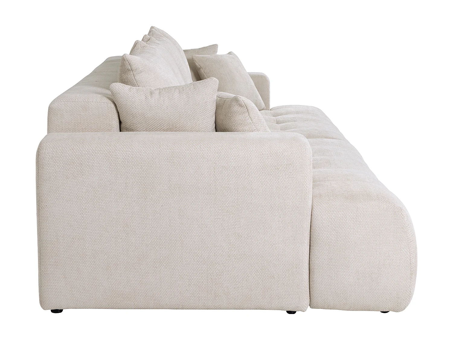 Canapé 4 places confort assise profonde en tissu texturé beige MOTINO