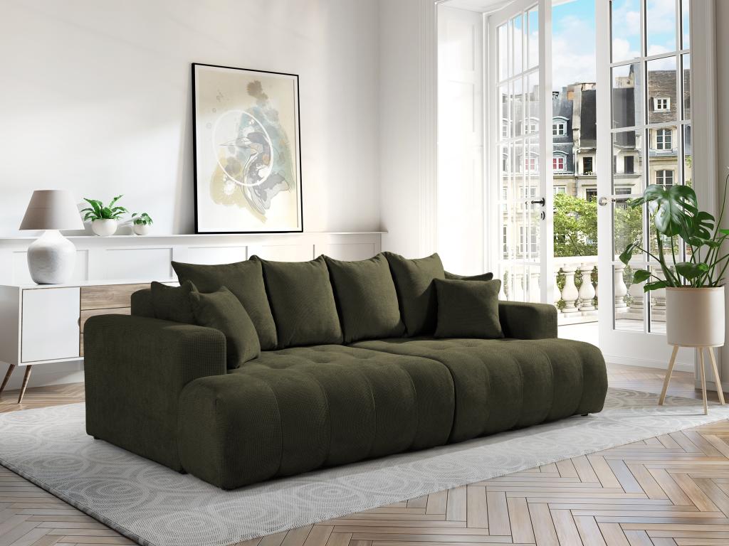 Sofa 4-Sitzer - tiefe Komfortsitzfläche - Strukturstoff - Grün - MOTINO günstig online kaufen