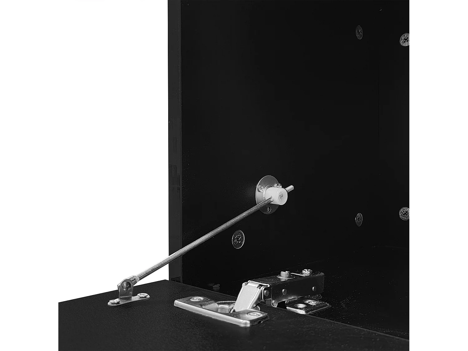 Table basse avec LED multicolore - 2 portes abattantes et étagère en verre - Noir