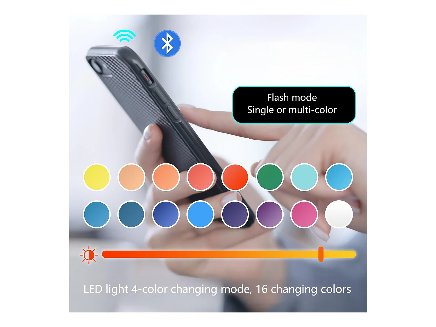 Table basse avec LED multicolore - 2 portes abattantes et étagère en verre - Blanc