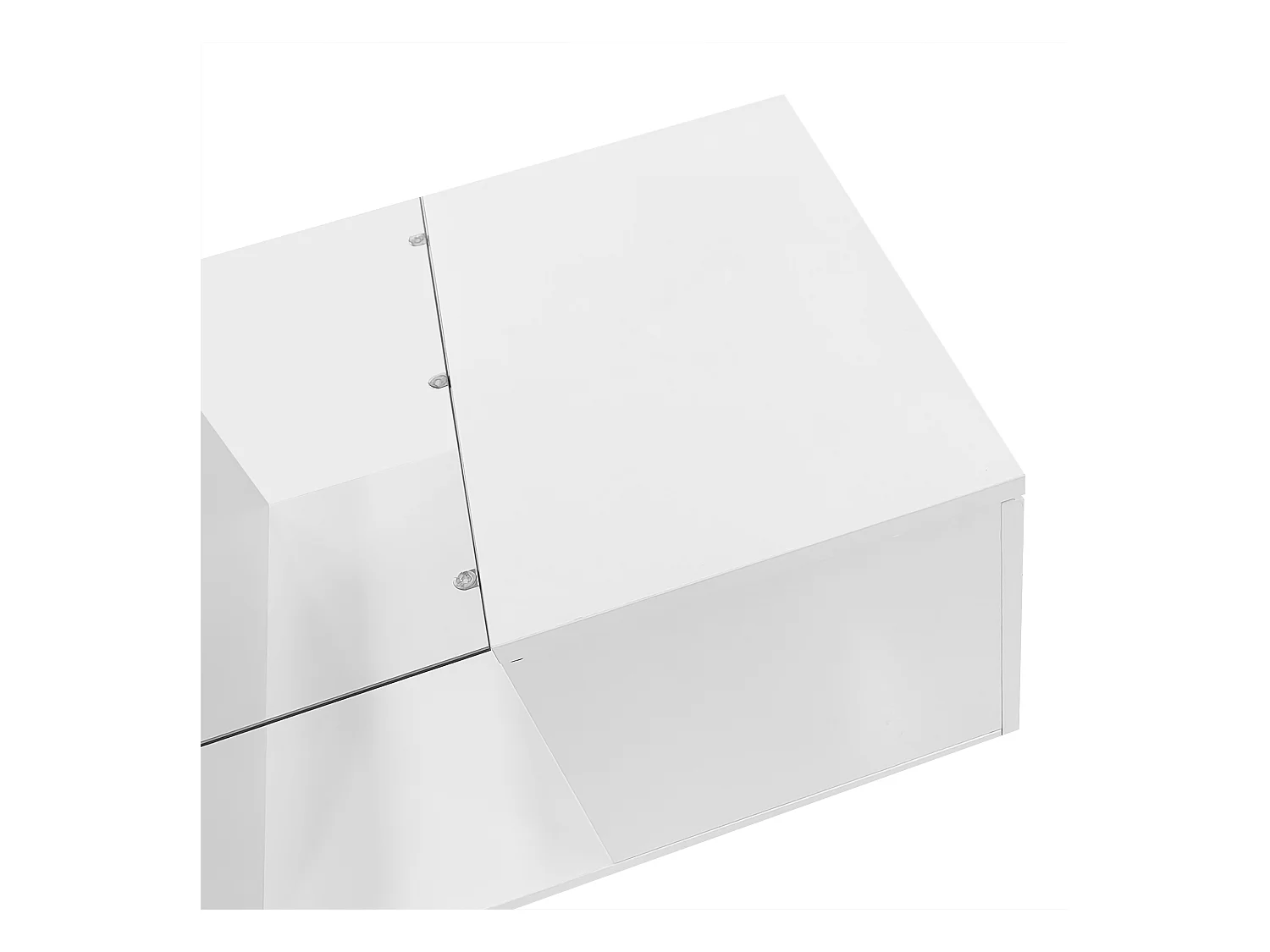 Table basse avec LED multicolore - 2 portes abattantes et étagère en verre - Blanc