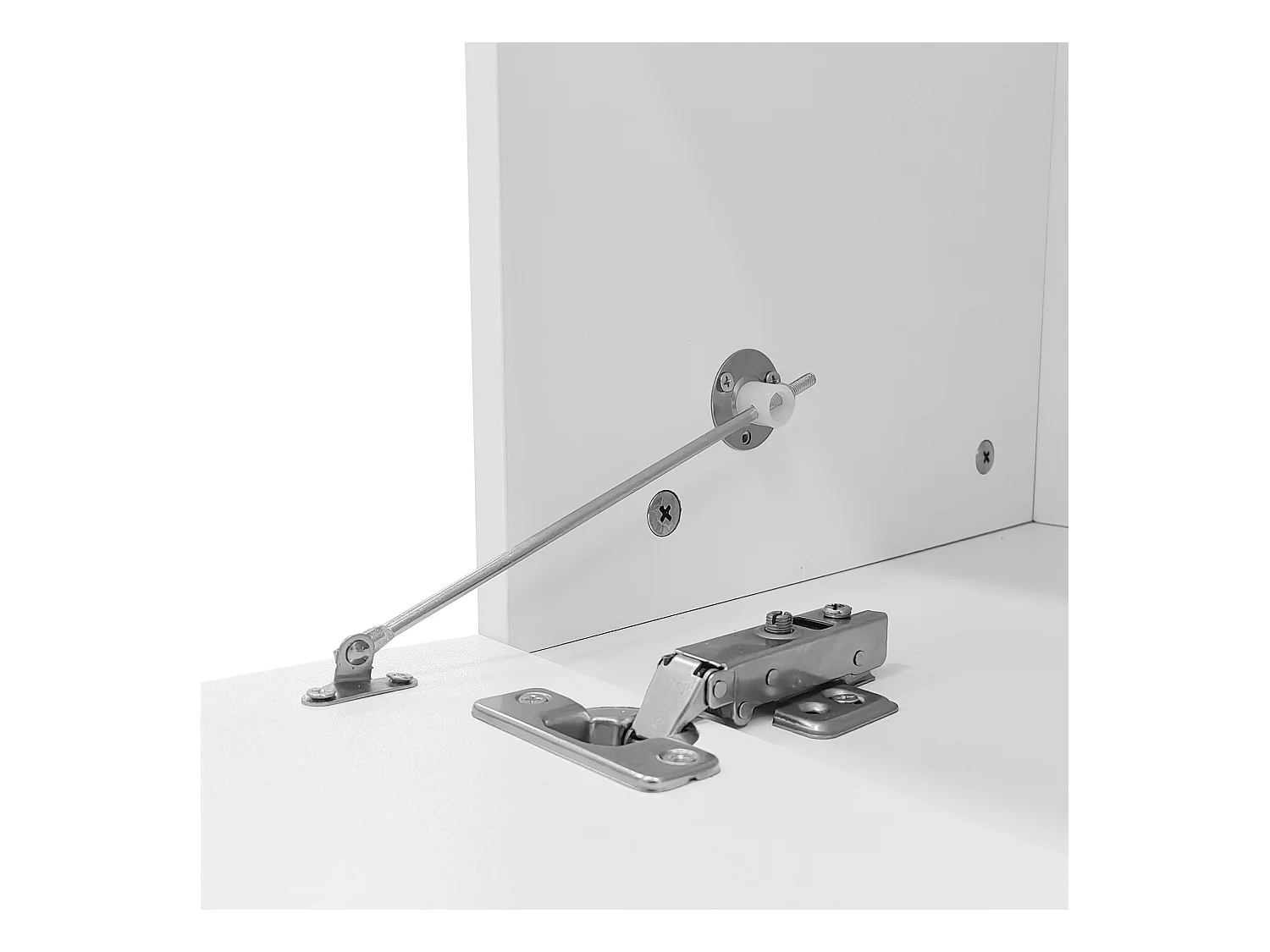 Table basse avec LED multicolore - 2 portes abattantes et étagère en verre - Blanc