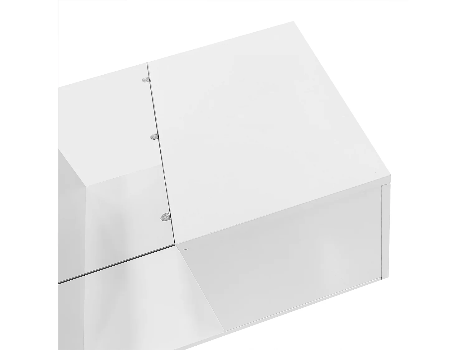 Table basse avec LED multicolore - 2 portes abattantes et étagère en verre - Blanc