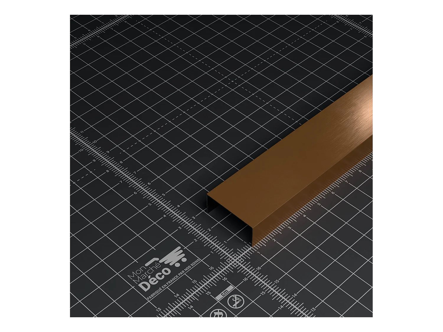 Profilé U Décoratif pour Panneau Tasseau Bois - Cuivré - 20 cm