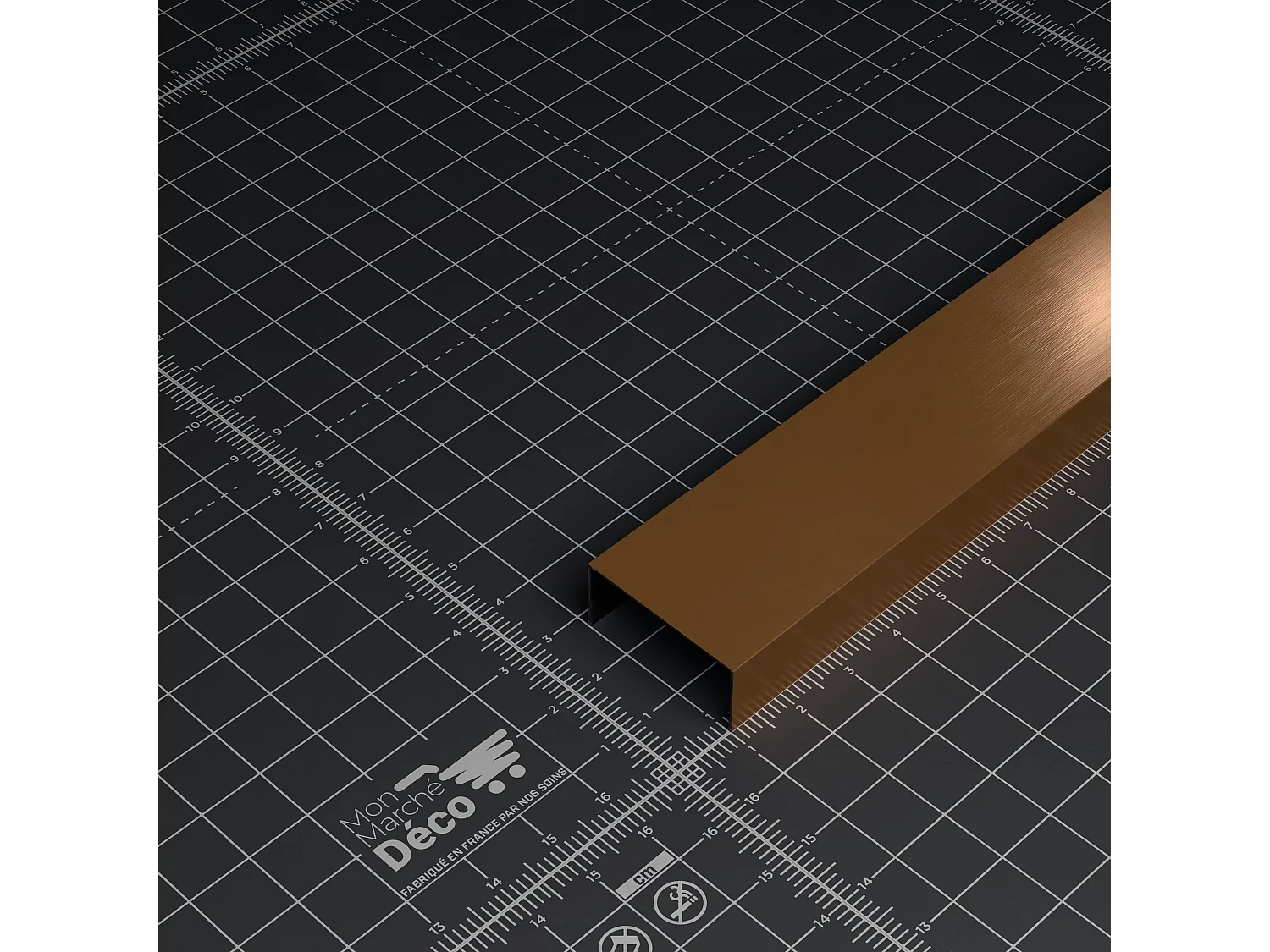 Profilé U Décoratif pour Panneau Tasseau Bois - Cuivré - 20 cm