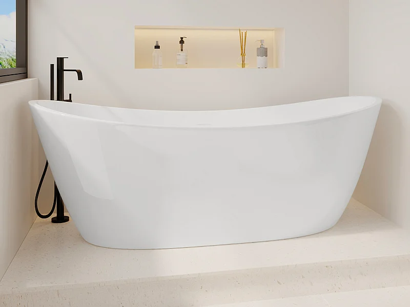 Baignoire îlot blanche - 360 L - Acrylique - 190 x 89 x 72 cm - BORAZA