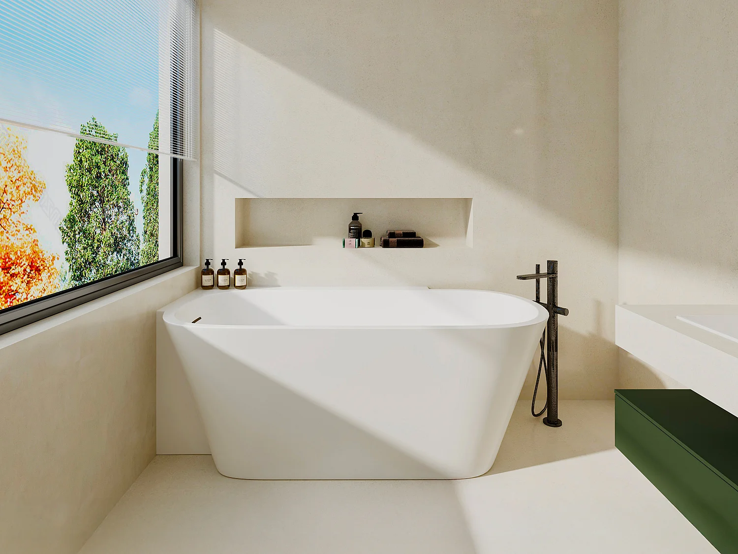 Baignoire d'angle blanche - 225 L - Acrylique - 160 x 78 x 58 cm - Angle gauche - RIVASO