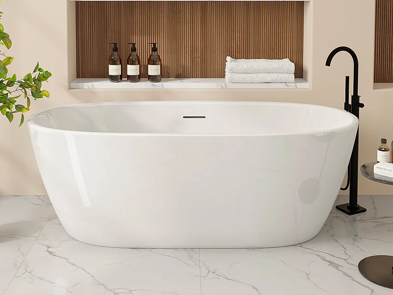 Freistehende Badewanne - 250 l - Acryl - 170 x 76 x 58 cm - Weiß - YAMISA