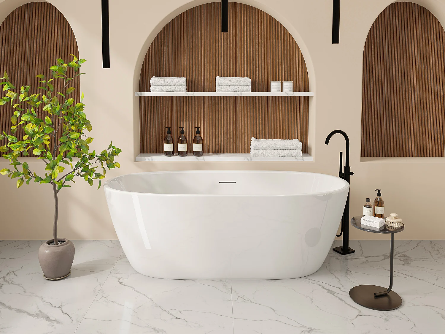 Baignoire îlot blanche - 250 L - Acrylique - 170 x 76 x 58 cm - YAMISA