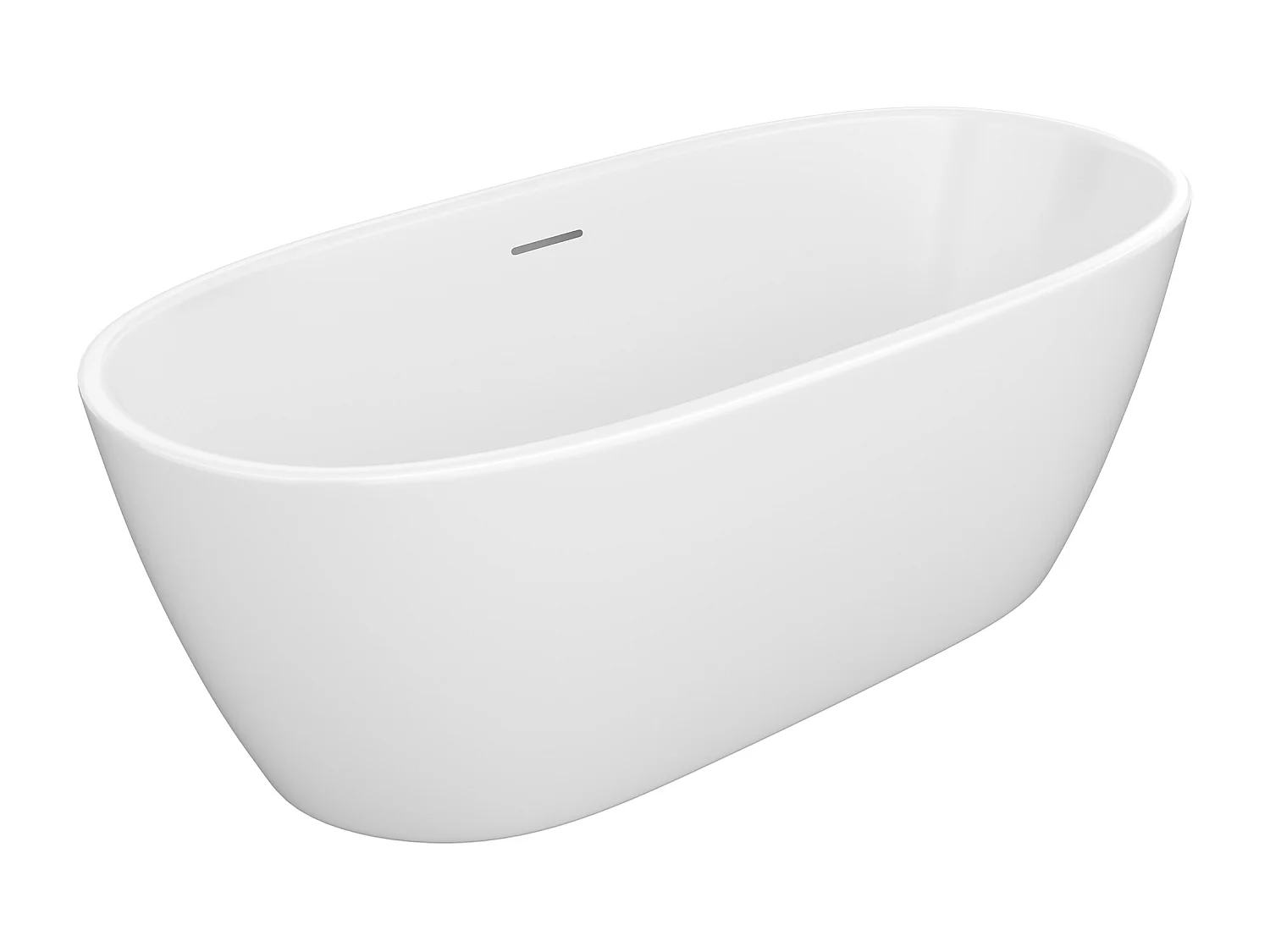 Bañera semi-exenta blanca - 167 L - Acrílico - 130 x 72 x 58 cm - AMOSARI