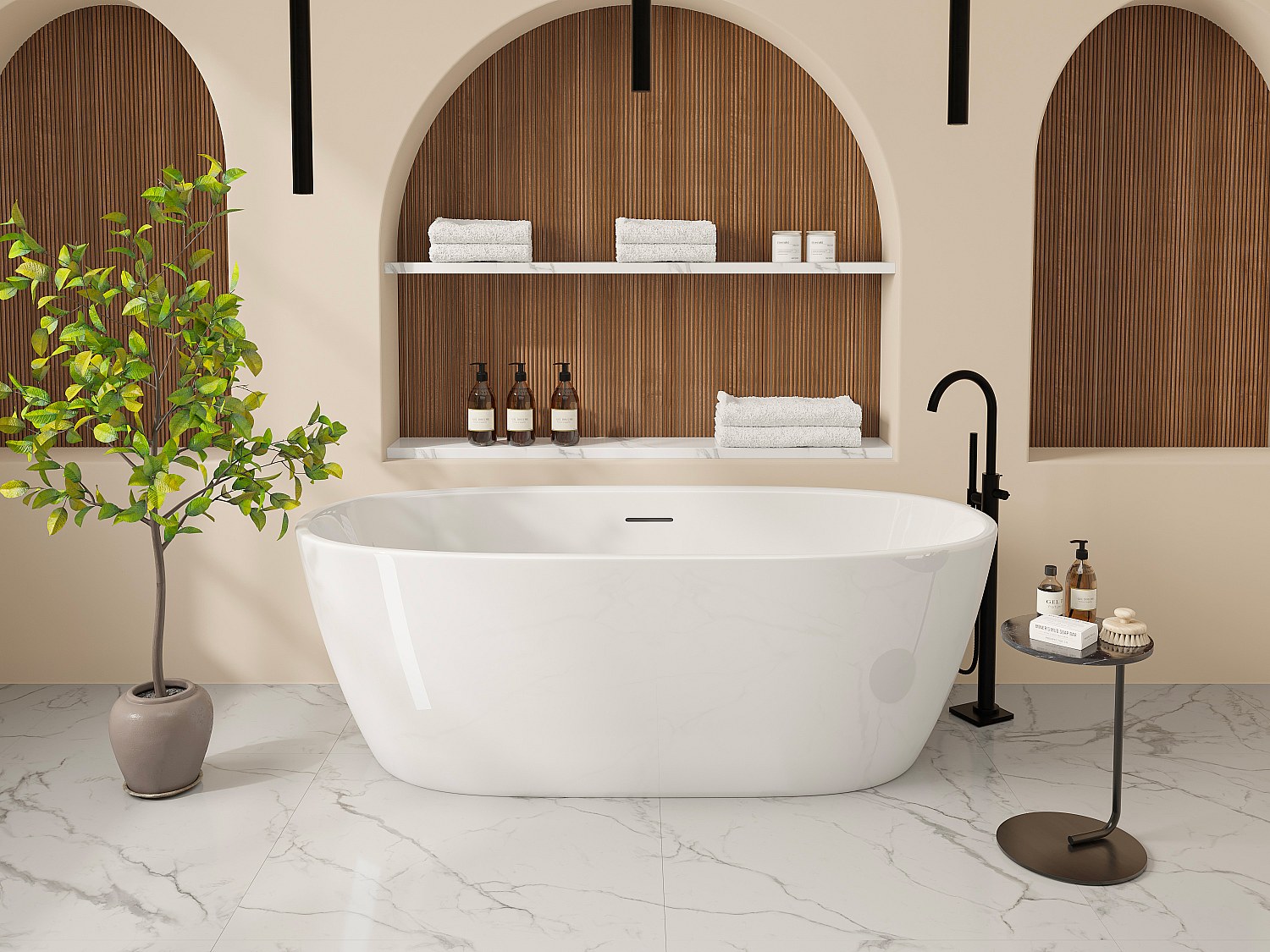 Freistehende Badewanne - 250 l - Acryl - 170 x 76 x 58 cm - Weiß - YAMISA günstig online kaufen