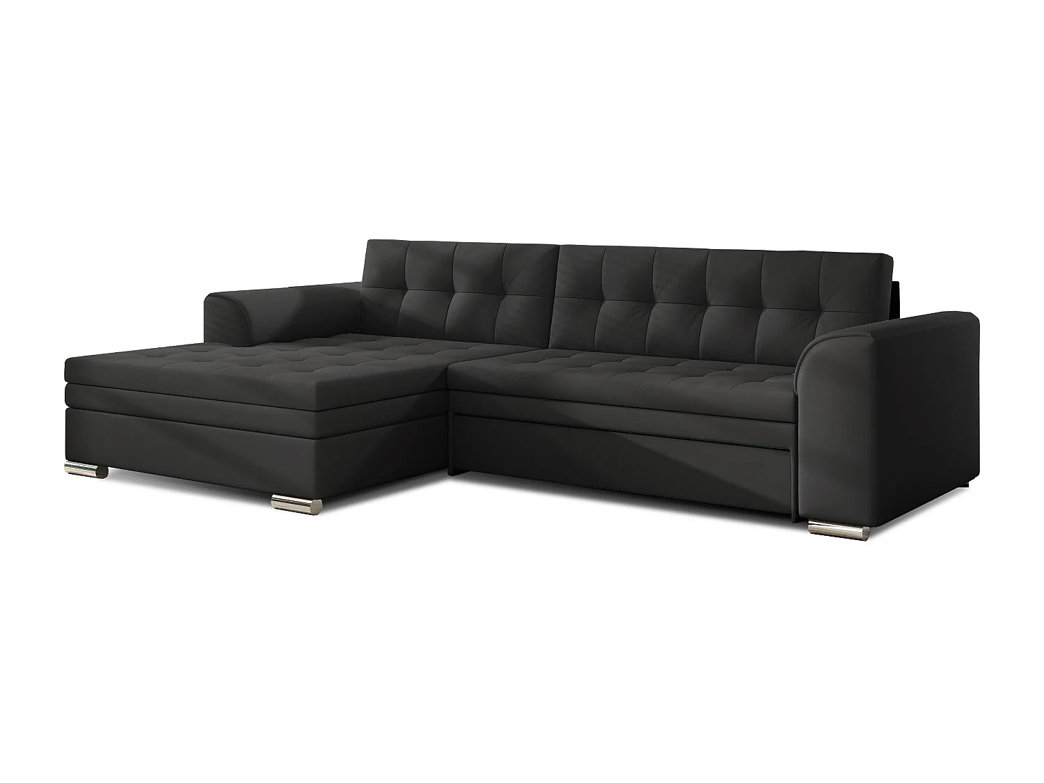 Canapé Convertible "Dubaï" 270cm Angle Droit Noir