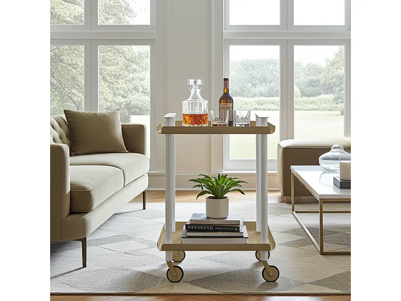 DON HIERRO - Carrito auxiliar LEKY, armazón blanco, 2 estantes. Multifuncional, práctico y decorativo-