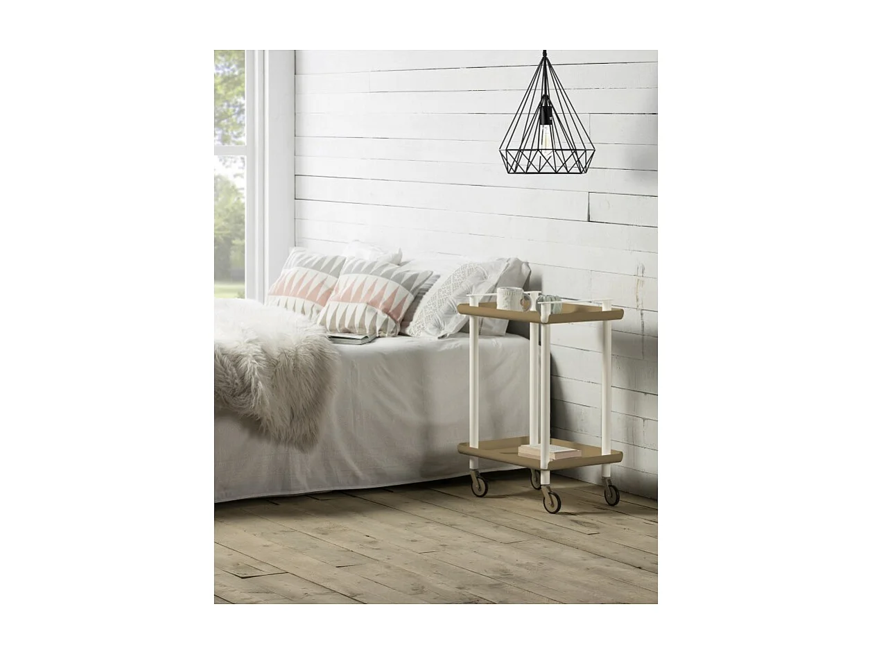 DON HIERRO - Carrito auxiliar LEKY, armazón blanco, 2 estantes. Multifuncional, práctico y decorativo-