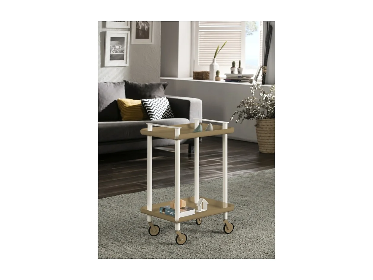 DON HIERRO - Carrito auxiliar LEKY, armazón blanco, 2 estantes. Multifuncional, práctico y decorativo-