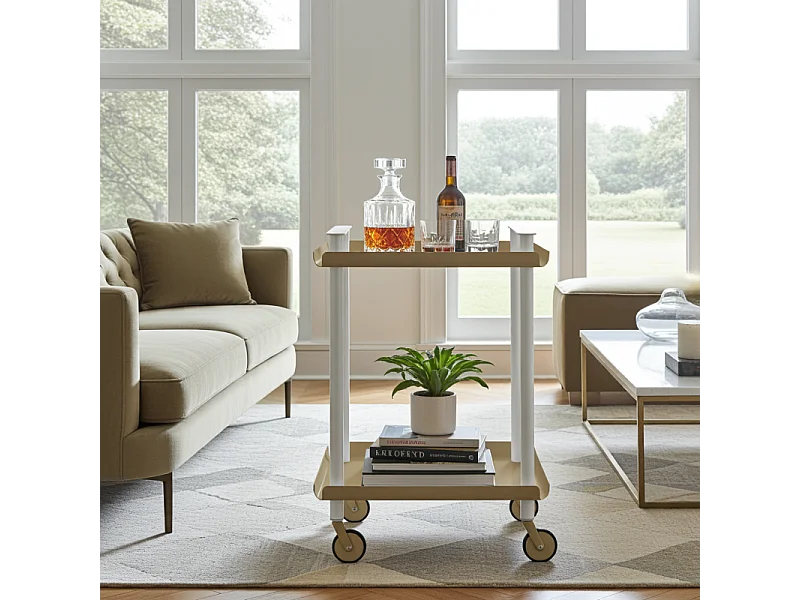 DON HIERRO - Carrito auxiliar LEKY, armazón blanco, 2 estantes. Multifuncional, práctico y decorativo-