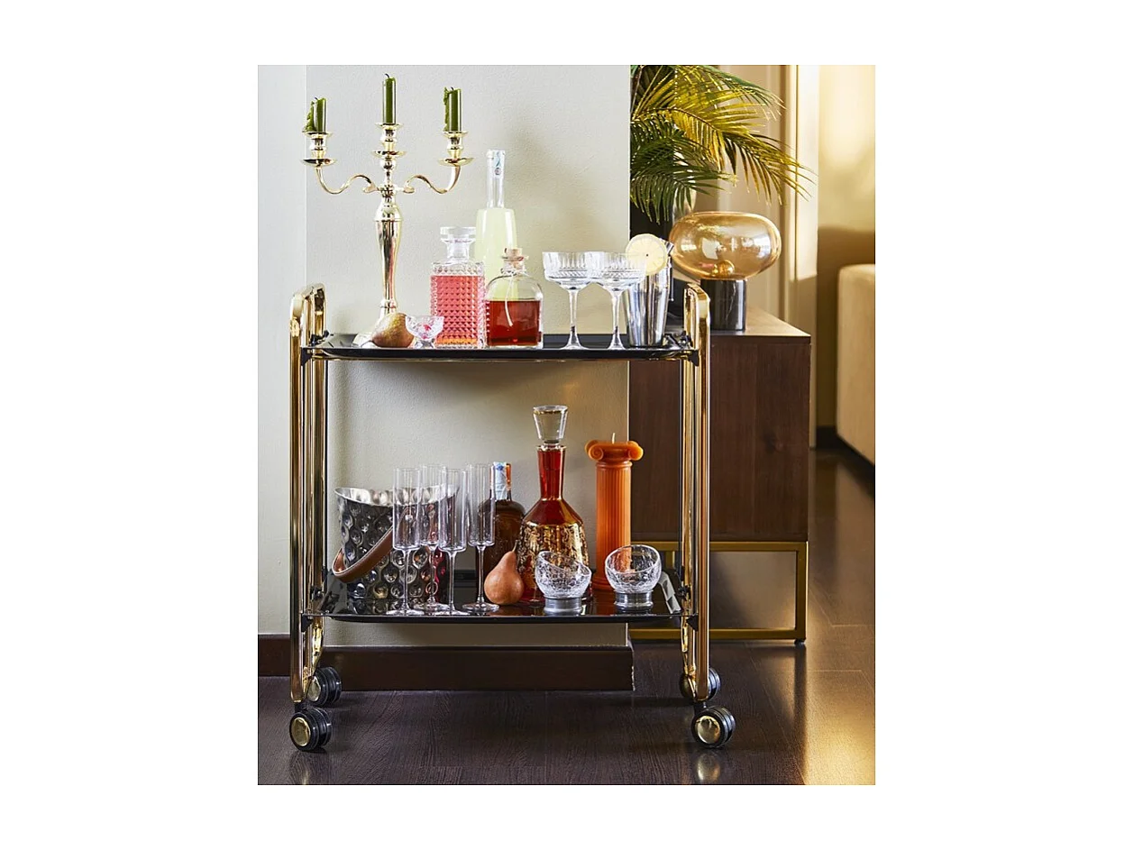 DON HIERRO - Carrito auxiliar plegable BAUHAUS dorado con ruedas – 2 niveles y 4 posiciones-