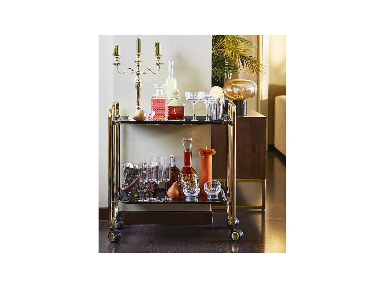 Desserte pliante 2 niveaux avec roulettes – Structure recouverte d'un bain d'or, BAUHAUS