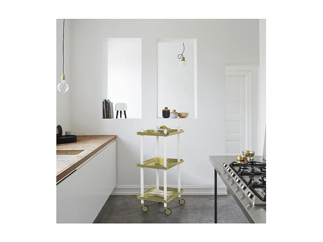 DON HIERRO - Carrito auxiliar LEKY, armazón blanco, 3 estantes. Multifuncional, práctico y decorativo-