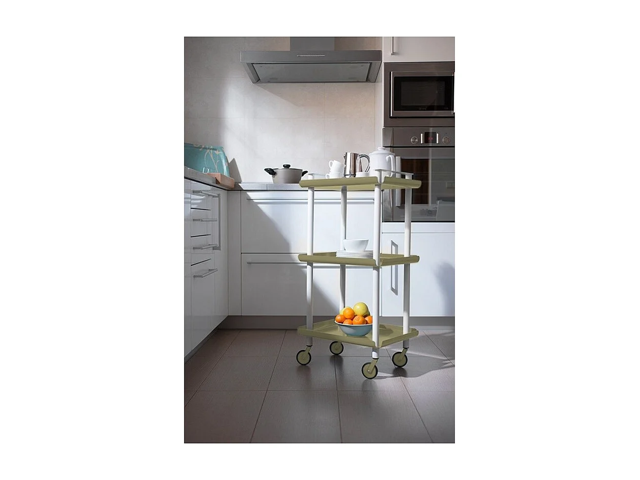 DON HIERRO - Carrito auxiliar LEKY, armazón blanco, 3 estantes. Multifuncional, práctico y decorativo-