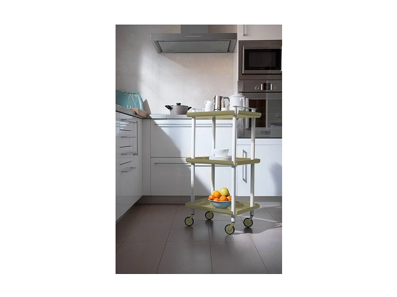 DON HIERRO - Carrito auxiliar LEKY, armazón blanco, 3 estantes. Multifuncional, práctico y decorativo-