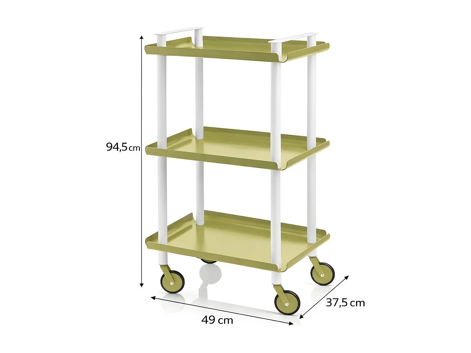 DON HIERRO - Carrito auxiliar LEKY, armazón blanco, 3 estantes. Multifuncional, práctico y decorativo-