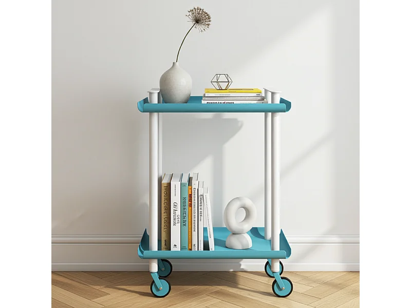 DON HIERRO - Carrito auxiliar LEKY, armazón blanco, 2 estantes. Multifuncional, práctico y decorativo-