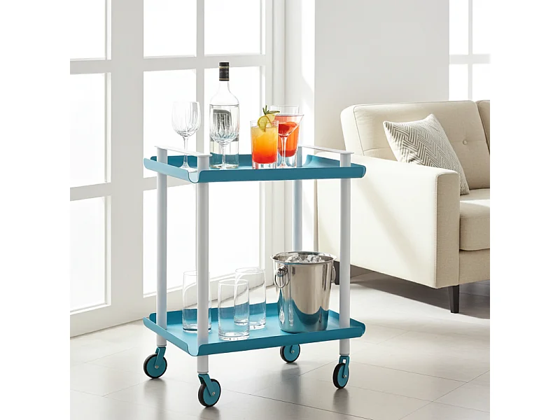 DON HIERRO - Carrito auxiliar LEKY, armazón blanco, 2 estantes. Multifuncional, práctico y decorativo-