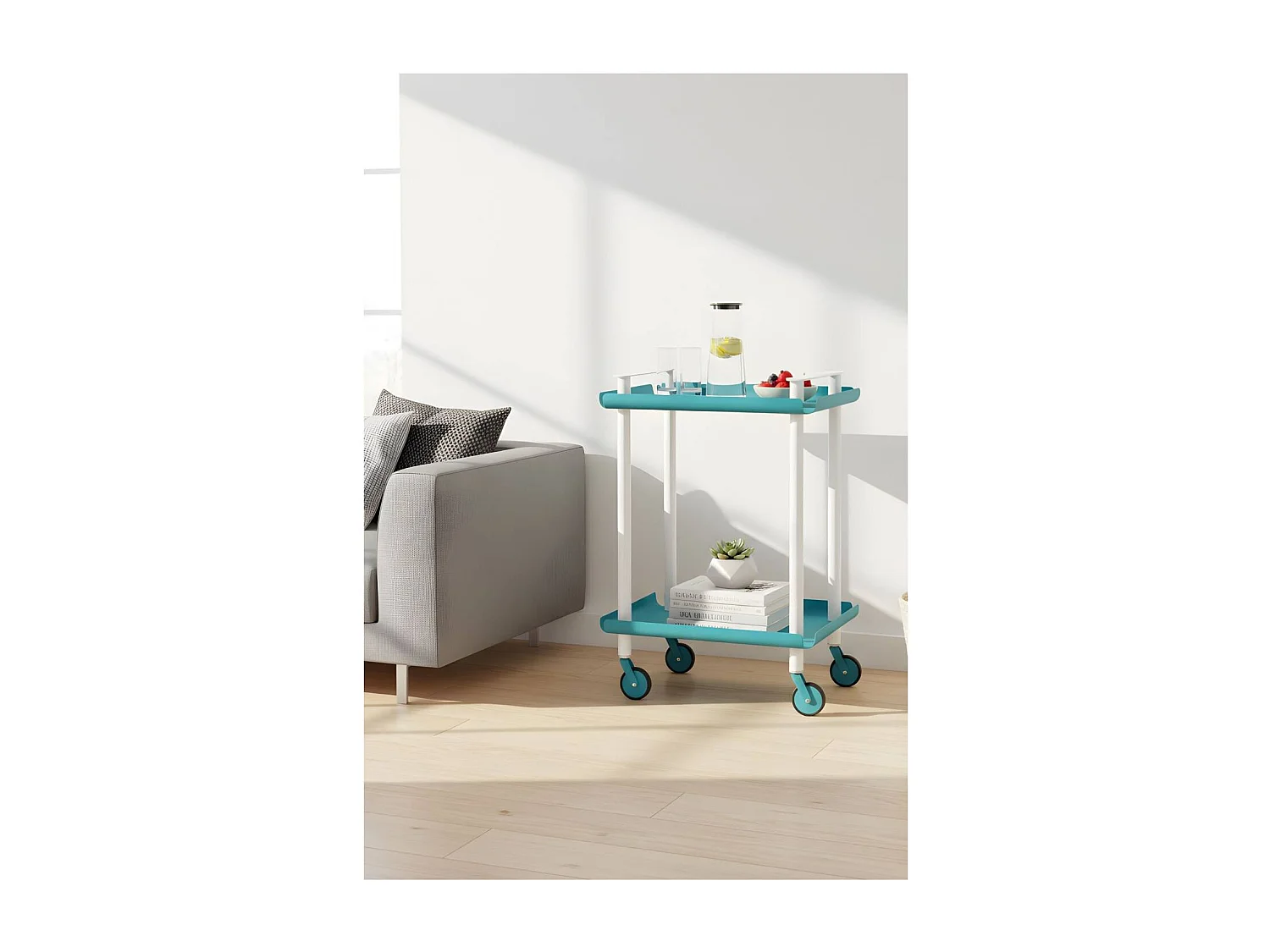DON HIERRO - Carrito auxiliar LEKY, armazón blanco, 2 estantes. Multifuncional, práctico y decorativo-