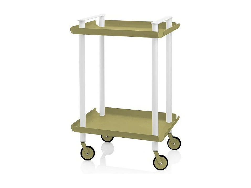 Servierwagen, Rollregal mit 2 Ebenen, Metall, weißer Rahmen, LEKY
