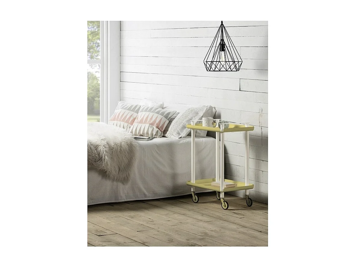 DON HIERRO - Carrito auxiliar LEKY, armazón blanco, 2 estantes. Multifuncional, práctico y decorativo-