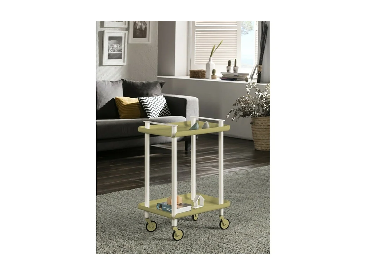 DON HIERRO - Carrito auxiliar LEKY, armazón blanco, 2 estantes. Multifuncional, práctico y decorativo-