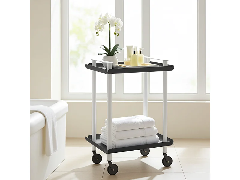 DON HIERRO - Carrito auxiliar LEKY, armazón blanco, 2 estantes. Multifuncional, práctico y decorativo-