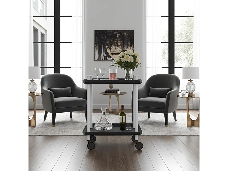 DON HIERRO - Carrito auxiliar LEKY, armazón blanco, 2 estantes. Multifuncional, práctico y decorativo-