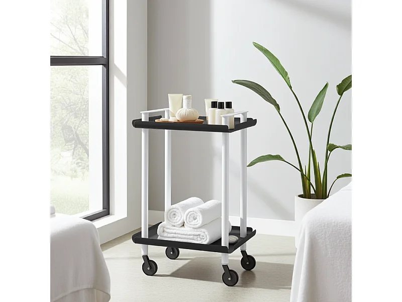 DON HIERRO - Carrito auxiliar LEKY, armazón blanco, 2 estantes. Multifuncional, práctico y decorativo-