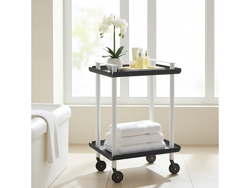 DON HIERRO - Carrito auxiliar LEKY, armazón blanco, 2 estantes. Multifuncional, práctico y decorativo-