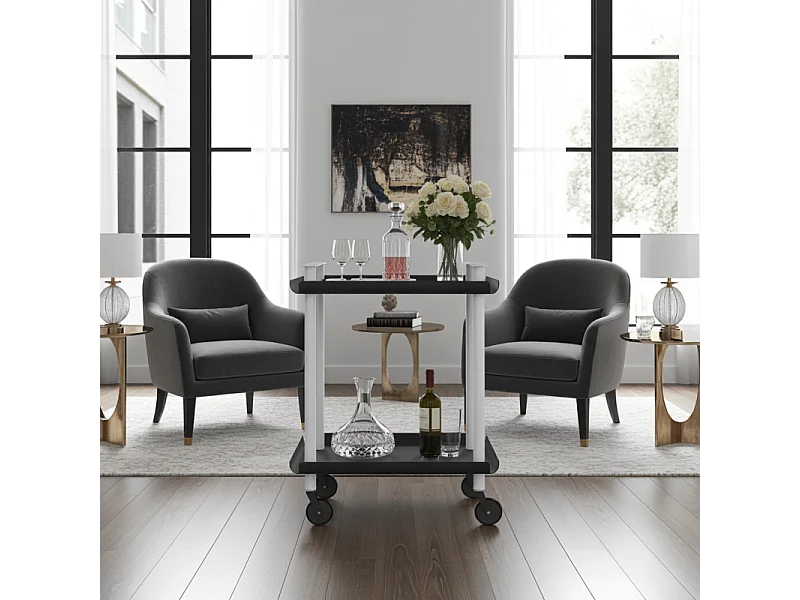 DON HIERRO - Carrito auxiliar LEKY, armazón blanco, 2 estantes. Multifuncional, práctico y decorativo-