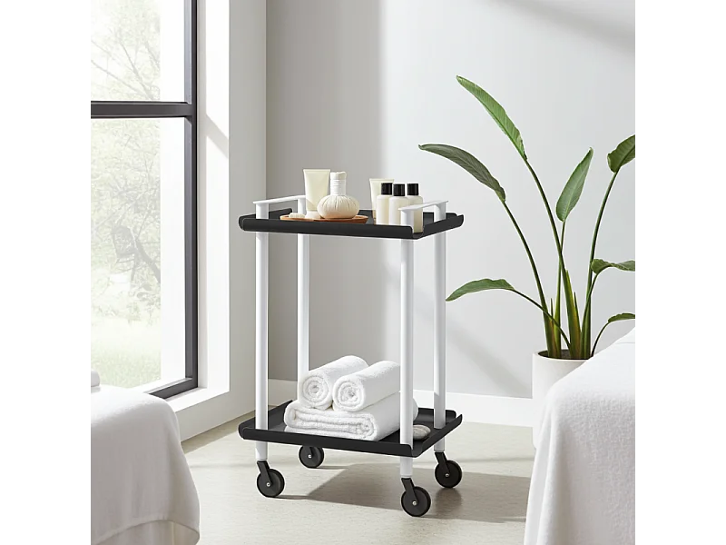 DON HIERRO - Carrito auxiliar LEKY, armazón blanco, 2 estantes. Multifuncional, práctico y decorativo-