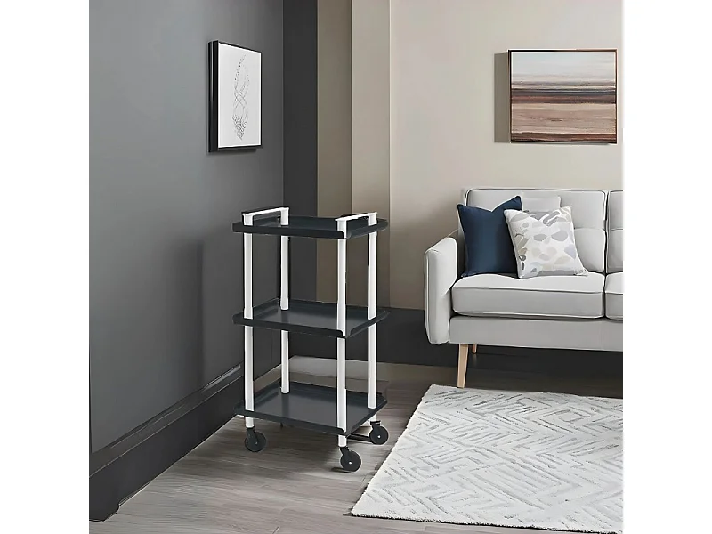 DON HIERRO - Carrito auxiliar LEKY, armazón blanco, 3 estantes. Multifuncional, práctico y decorativo-