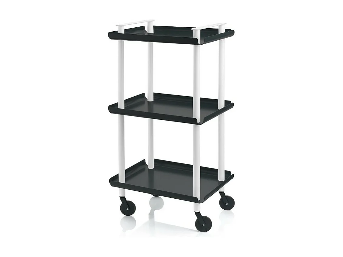 Carrello da Cucina/Portaoggetti  in metallo con 3 ripiani, struttura bianca, LEKY