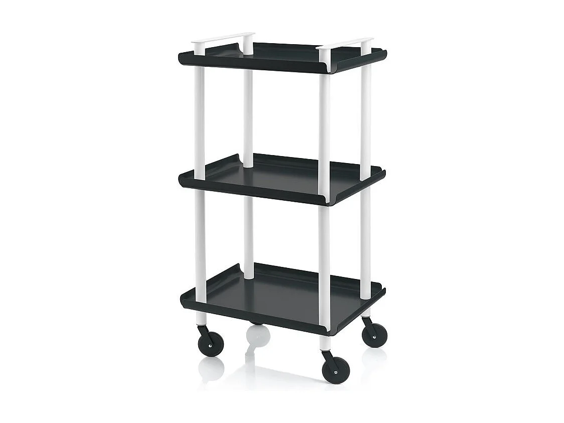 Carrello da Cucina/Portaoggetti  in metallo con 3 ripiani, struttura bianca, LEKY