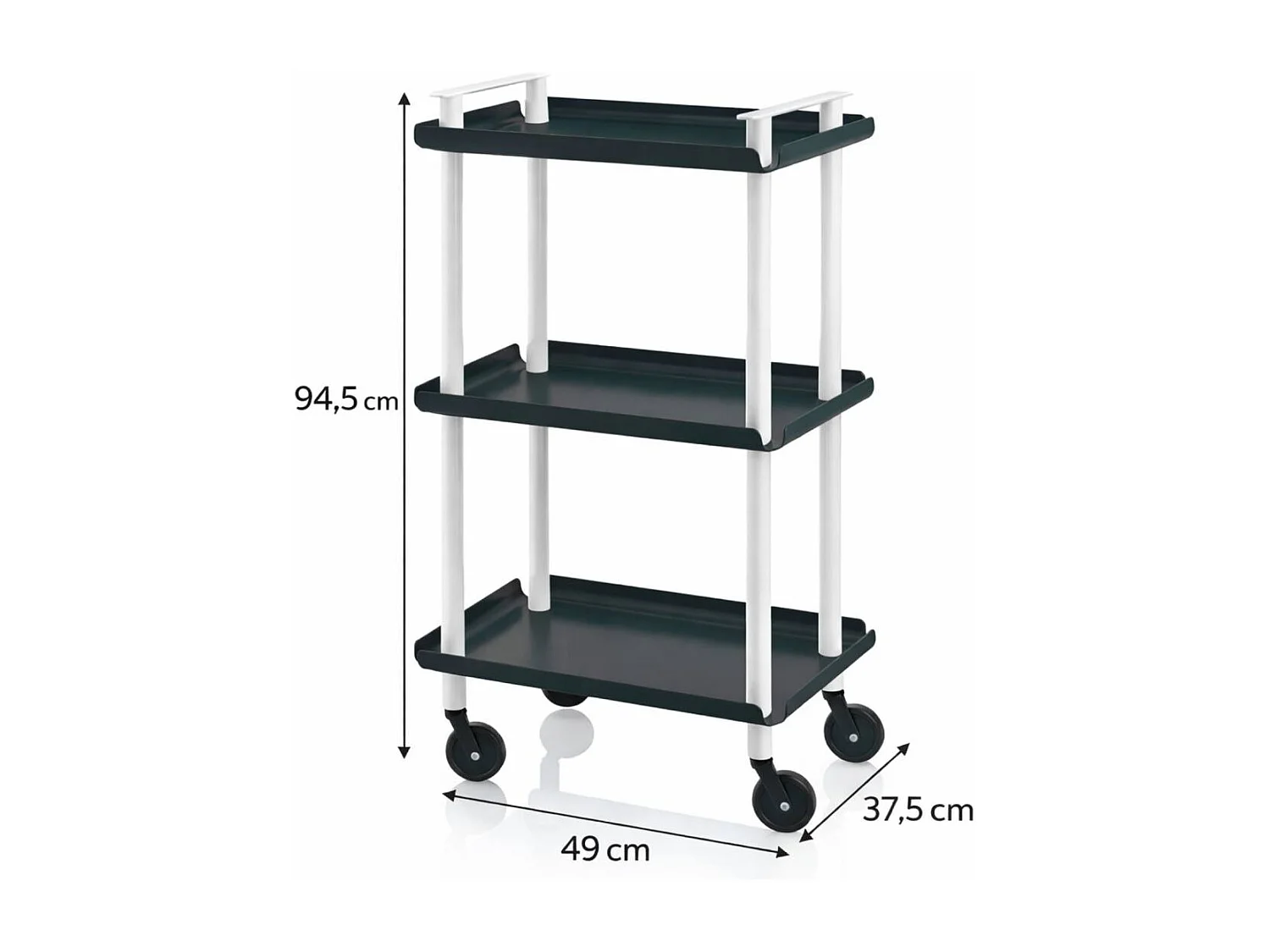 DON HIERRO - Carrito auxiliar LEKY, armazón blanco, 3 estantes. Multifuncional, práctico y decorativo-