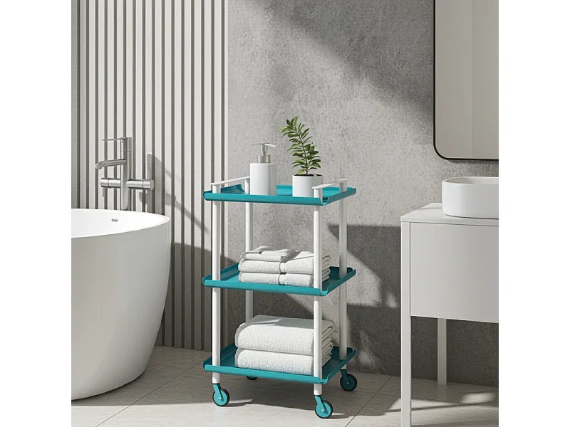 DON HIERRO - Carrito auxiliar LEKY, armazón blanco, 3 estantes. Multifuncional, práctico y decorativo-