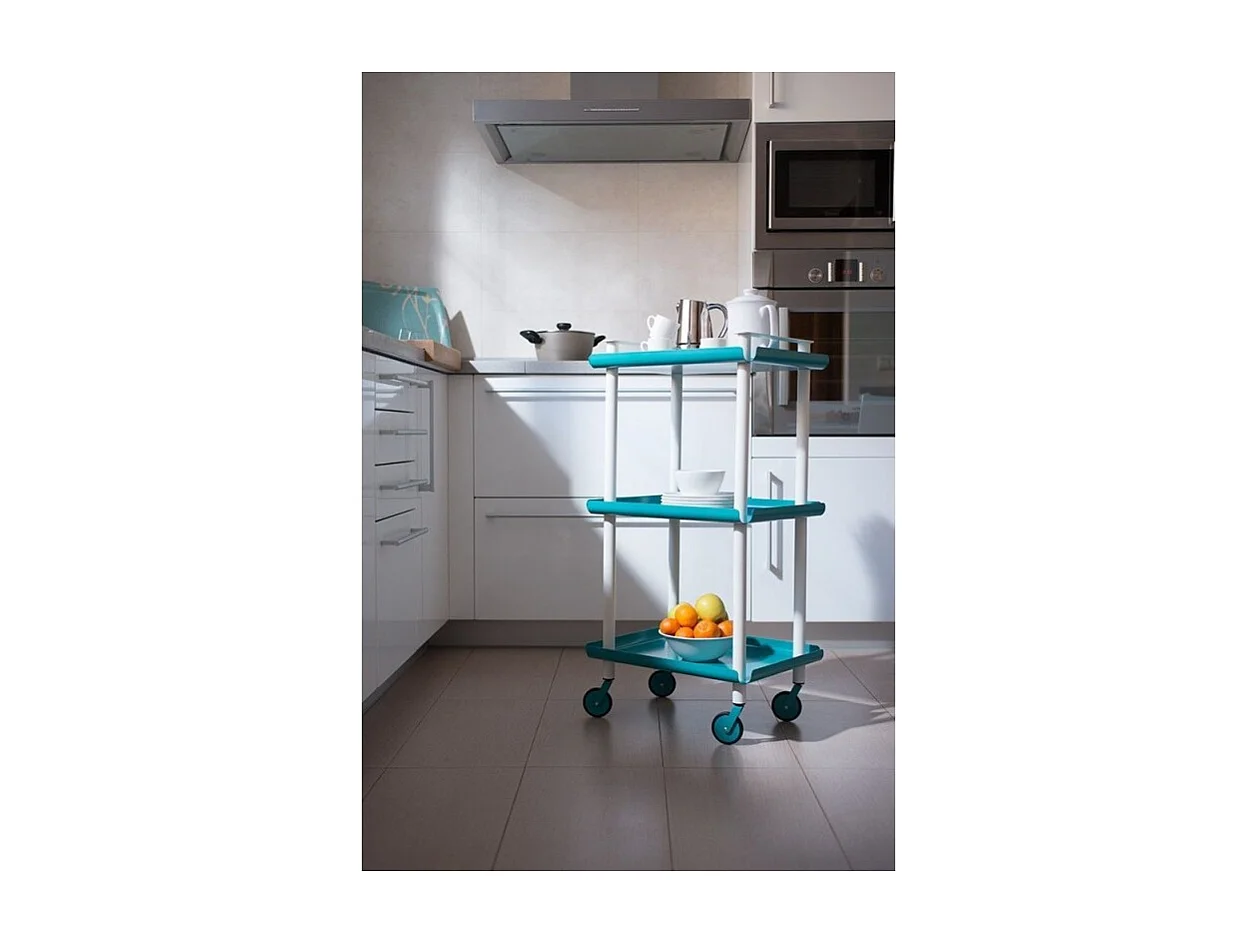 DON HIERRO - Carrito auxiliar LEKY, armazón blanco, 3 estantes. Multifuncional, práctico y decorativo-