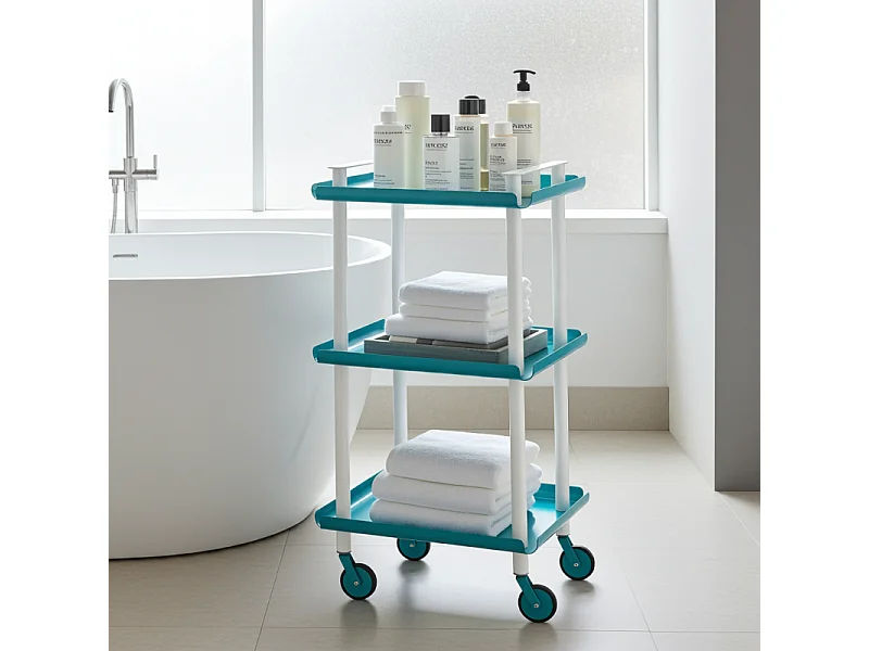 DON HIERRO - Carrito auxiliar LEKY, armazón blanco, 3 estantes. Multifuncional, práctico y decorativo-