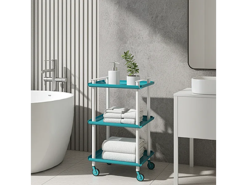 DON HIERRO - Carrito auxiliar LEKY, armazón blanco, 3 estantes. Multifuncional, práctico y decorativo-