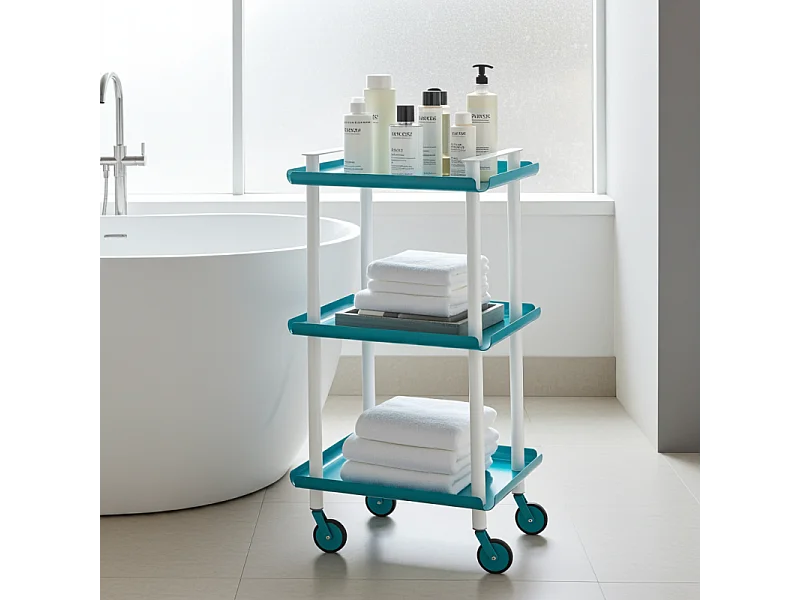 DON HIERRO - Carrito auxiliar LEKY, armazón blanco, 3 estantes. Multifuncional, práctico y decorativo-