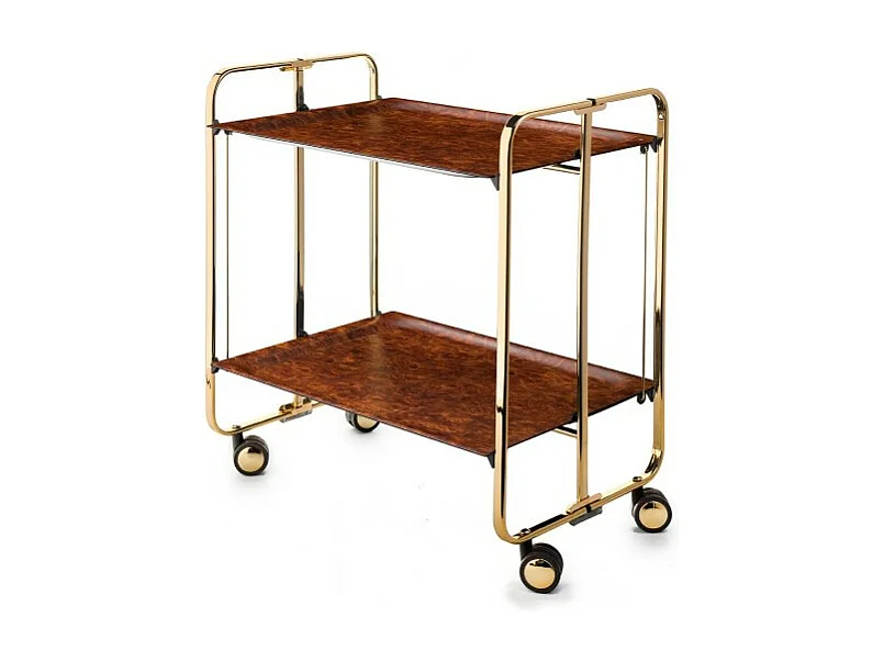 DON HIERRO - Carrito auxiliar plegable BAUHAUS con ruedas – Armazón metálico baño de Oro, 2 niveles, 4 posiciones-