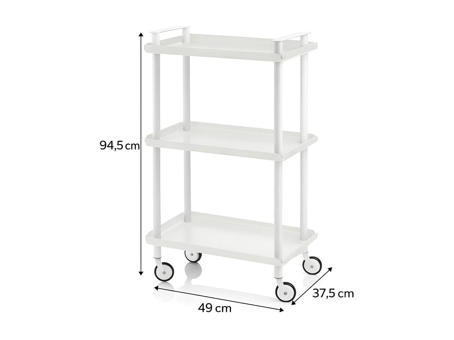 DON HIERRO - Carrito auxiliar LEKY, armazón blanco, 3 estantes. Multifuncional, práctico y decorativo-