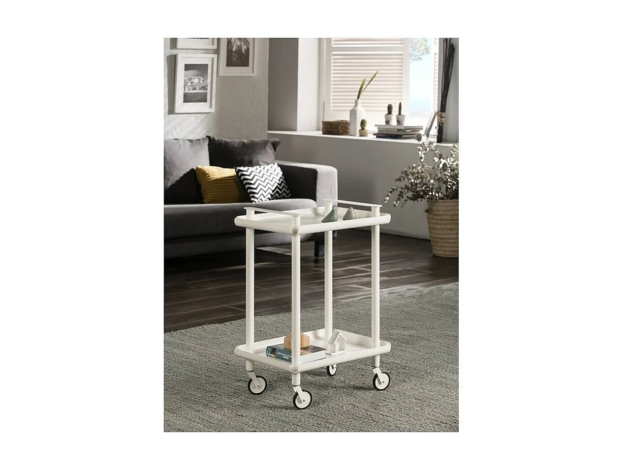 DON HIERRO - Carrito auxiliar LEKY, armazón blanco, 2 estantes. Multifuncional, práctico y decorativo-